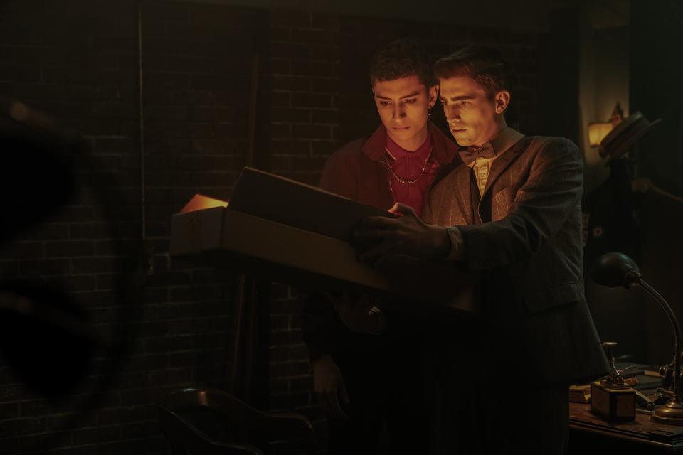 (L to R) Jayden Revri as Charles Rowland and George Rexstrew as Edwin Payne in episode eight of *Dead Boy Detectives*.