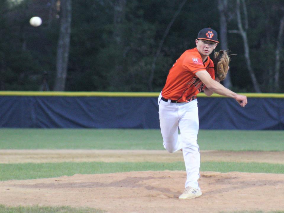 Taunton's Evan Cali came on in relief in a 7-1 loss to Franklin on Wednesday.