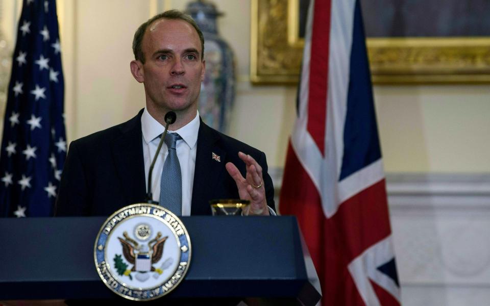 Dominic Raab visited Washington this week to speak with senior figures including US Secretary of State Mike Pompeo - Reuters