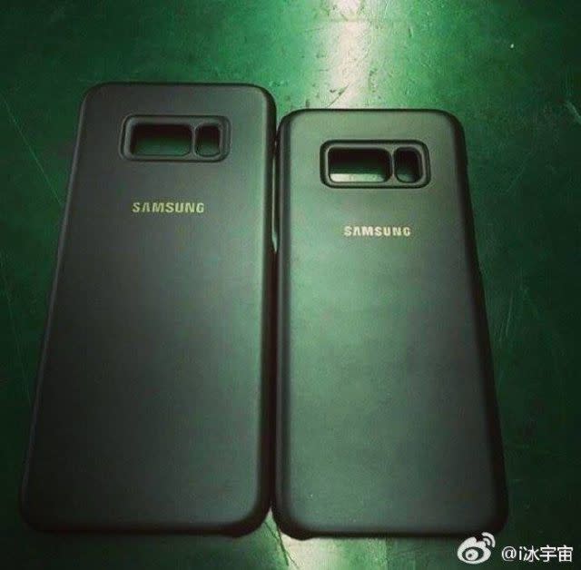 A Galaxy S8 leak shows the fingerprint sensor next to the camera. Credit: Weibo