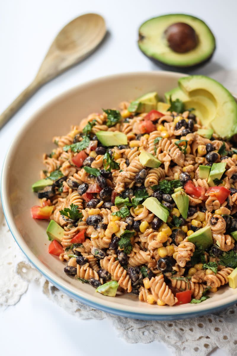 Healthy Southwest Pasta Salad with Chipotle-Lime Greek Yogurt Dressing