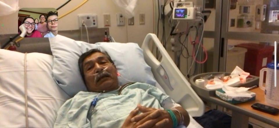 Johnny Lara Gonzales FaceTimed with family members from his hospital room in Fayetteville, Ark., after he was diagnosed with COVID-19. His family wonders if he got it while getting a haircut. He died Oct. 10 at age 82.