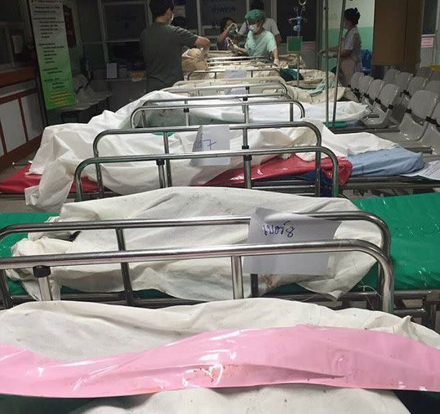 Bodies of some of those killed in a fire at a school dormitory in Thailand. Photo: Facebook/Wiang Pa Pao Police