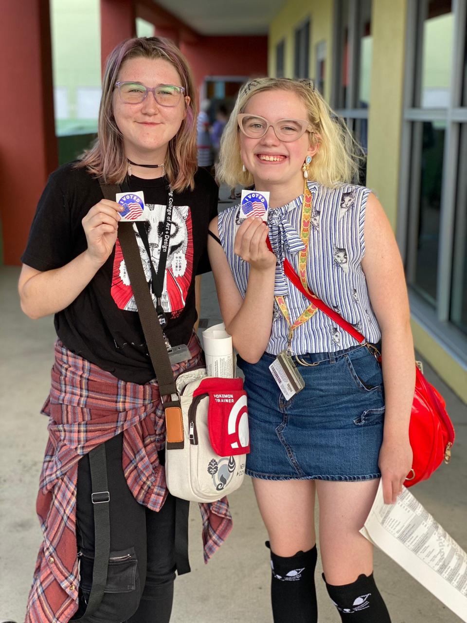 Liz Armstrong, 19, and Ruby Hatlevig, 19, are first-time voters and Ringling College students who cast their ballots at precinct 115.