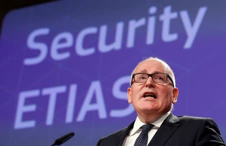 European Commission First Vice-President Frans Timmermans addresses a news conference at the EU Commission headquarters in Brussels, Belgium, November 16, 2016. REUTERS/Francois Lenoir/File Photo