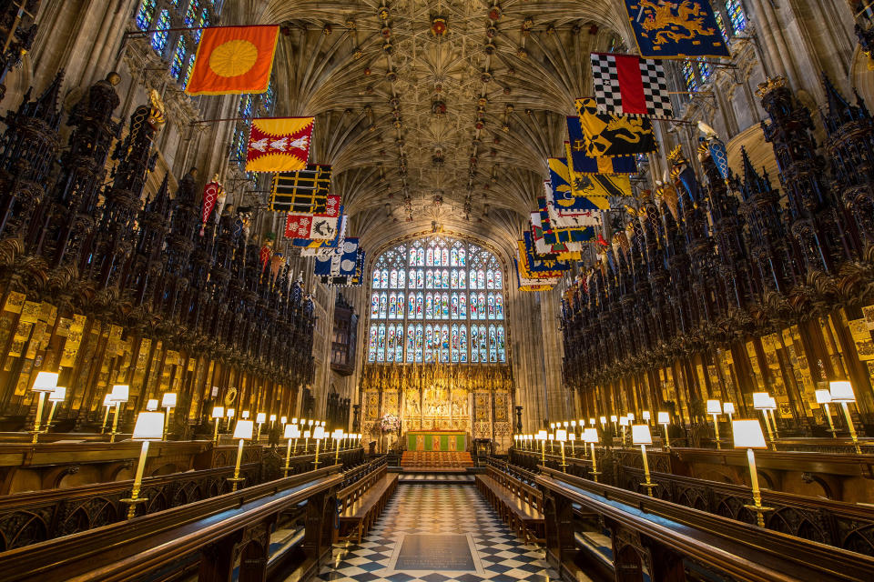 <p>On May 19, Meghan will walk down the magnificent black-and-white-checkered marble floor of St. George's Chapel to greet her husband-to-be at the alter.</p>