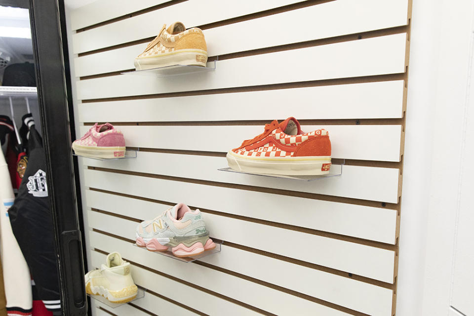 Joe Freshgoods sneaker collaborations with New Balance and Vans inside the Open Market Goods store. - Credit: Courtesy of Chicago Blackhawks