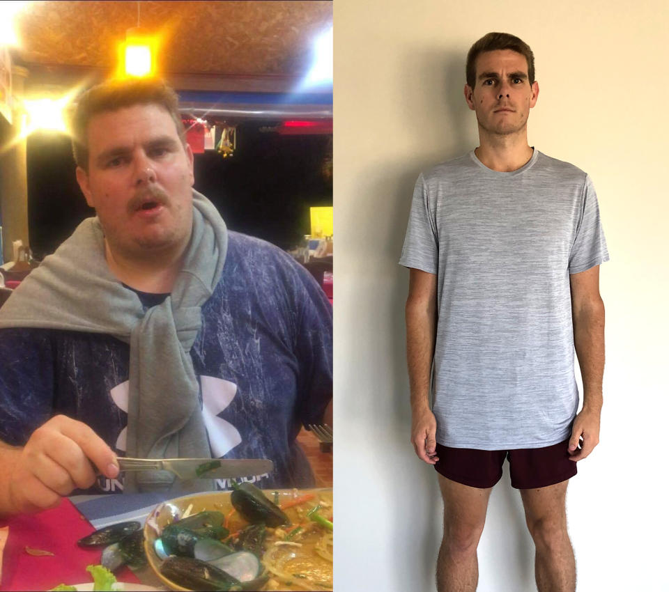 Pamment before and after. He says he’s become a better version of himself since his weight loss. (Photo courtesy of Ben Pamment)