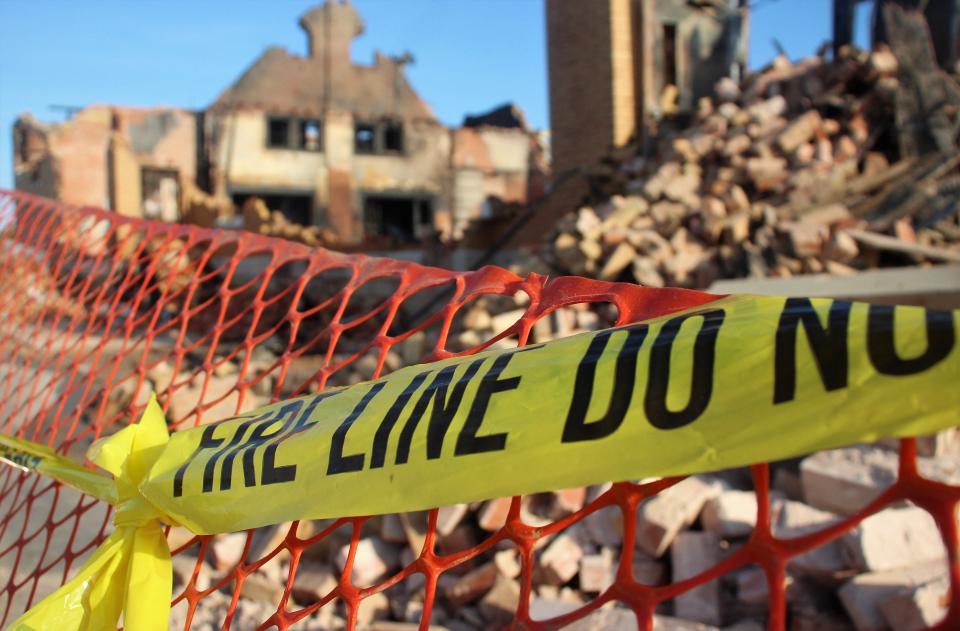 First Methodist Church of Anson lays in ruins after a weekend fire blamed on lightning