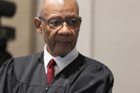 Judge Clifton Newman encourages potential jurors to stand and stretch as jury selection nears completion in Alex Murdaugh's double murder trial at the Colleton County Courthouse in Walterboro, S.C, Wednesday, Jan. 25, 2023. (Joshua Boucher/The State via AP)