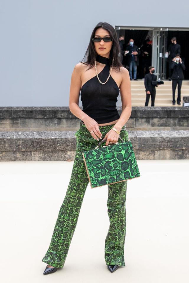 Louis Vuitton Womens Sequin Leather Trim Pre Fall 2019 Coat Green Pink EU 34
