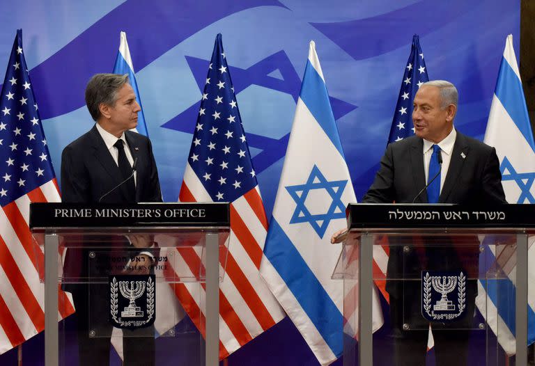 El secretario de Estado de EEUU, Antony Blinken, y el primer ministro israelí, Benjamin Netanyahu, en enero pasado