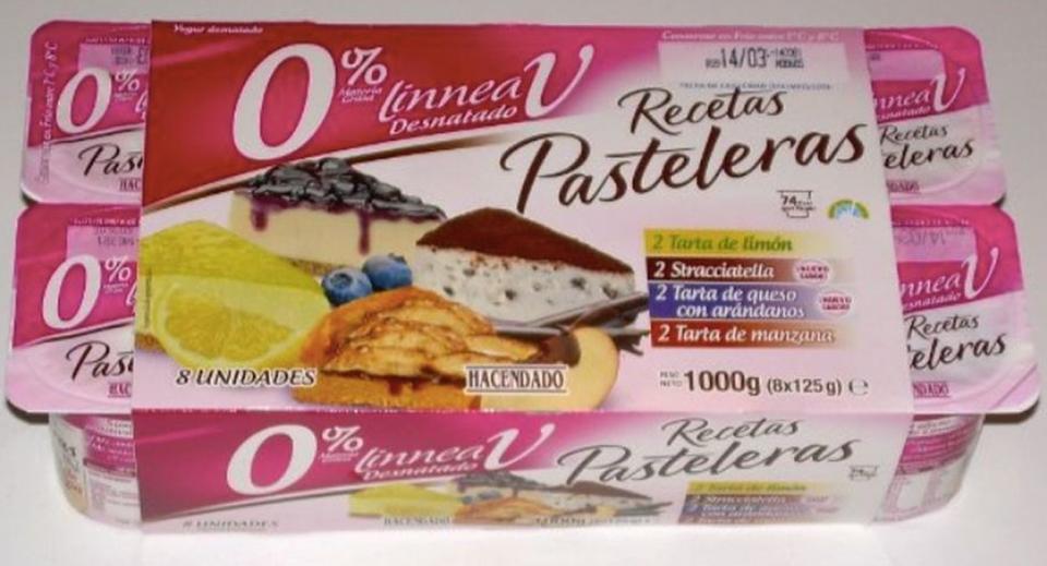 El pack de ocho contenía dos unidades de cuatro sabores diferentes: tarta de limón, stracciatella, tarta de queso con arándanos y tarta de manzana. (Fuente: Twitter/@b3llido)