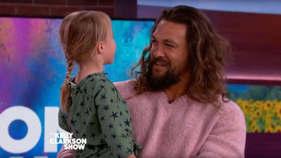 Jason Momoa with River Blackstock | The Kelly Clarkson Show