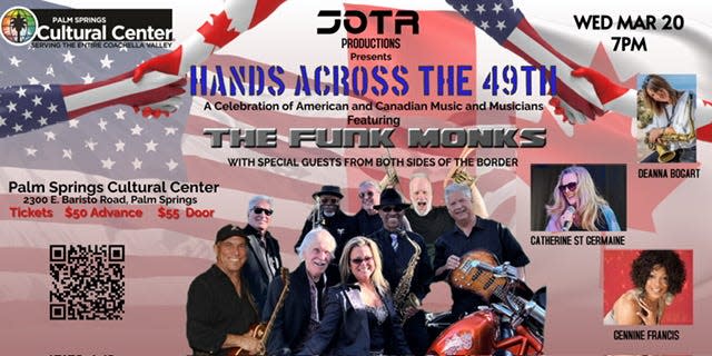 Jam On The Rocks Productions will host Hands Across The 49th on March 20, 2024, at the Palm Springs Cultural Center.
