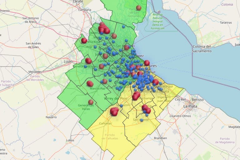 El mapa de cortes de luz en el AMBA durante la mañana del 1 de febrero