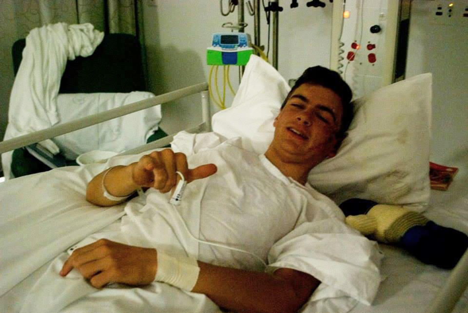 NSW cyclist Harry Kooros said he was 'ridiculously lucky' not to end up paralysed after hitting a pothole in Bowral and fracturing three vertebrae. Source: Supplied/ Harry Kooros