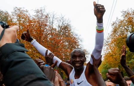 Eliud Kipchoge, the marathon world record holder from Kenya, attempts to run a marathon in under two hours in Vienna