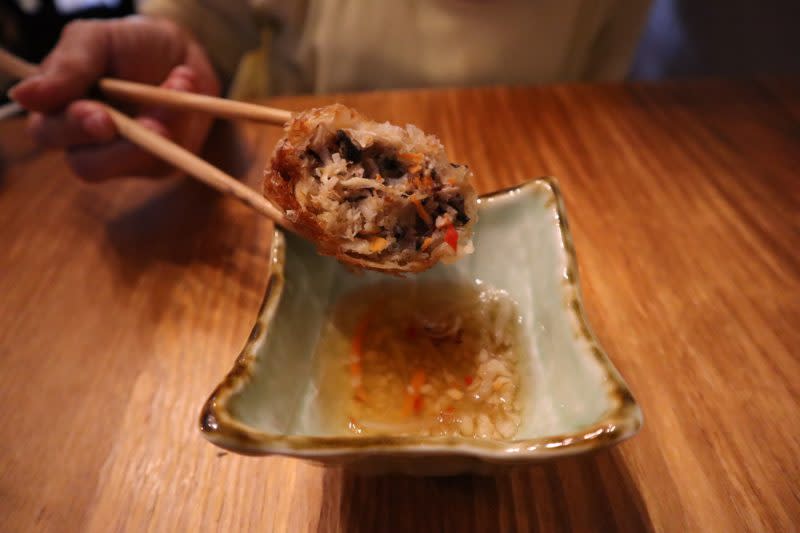 closeup of crab roll