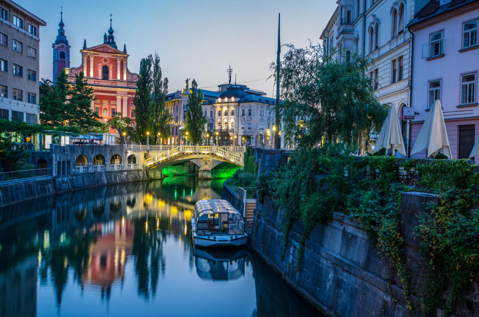 A canal running through a city.