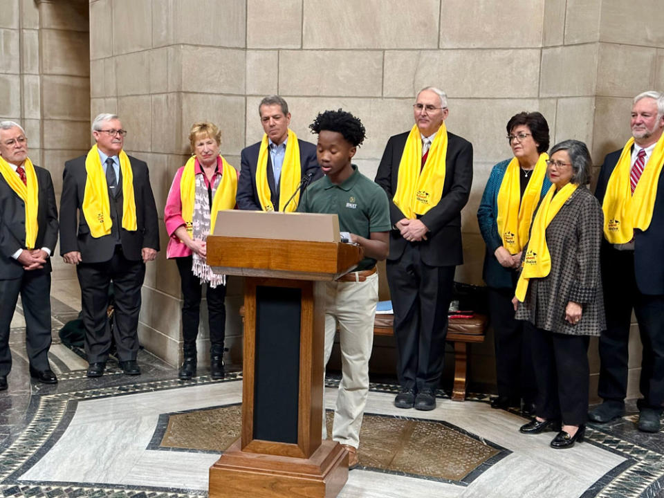 Nehemiah Briggs, a student at Jesuit Academy in North Omaha, said all students should have a chance at a private education. (Aaron Sanderford/Nebraska Examiner)