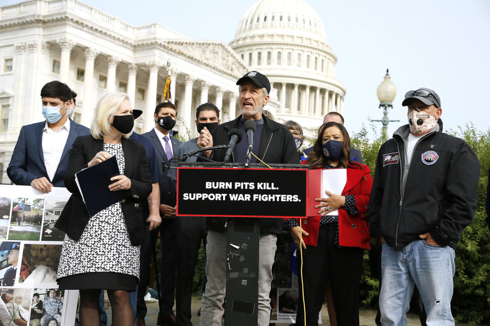 Comedian Jon Stewart Joins Members Of Congress For Press Conference On New Legislation Supporting Care For Veterans (Paul Morigi / Getty Images)