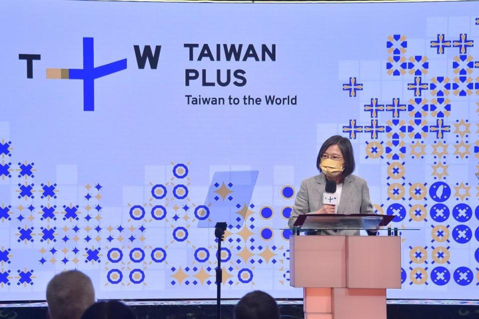 蔡英文總統受邀出席TaiwanPlus開播記者會。（公視提供）