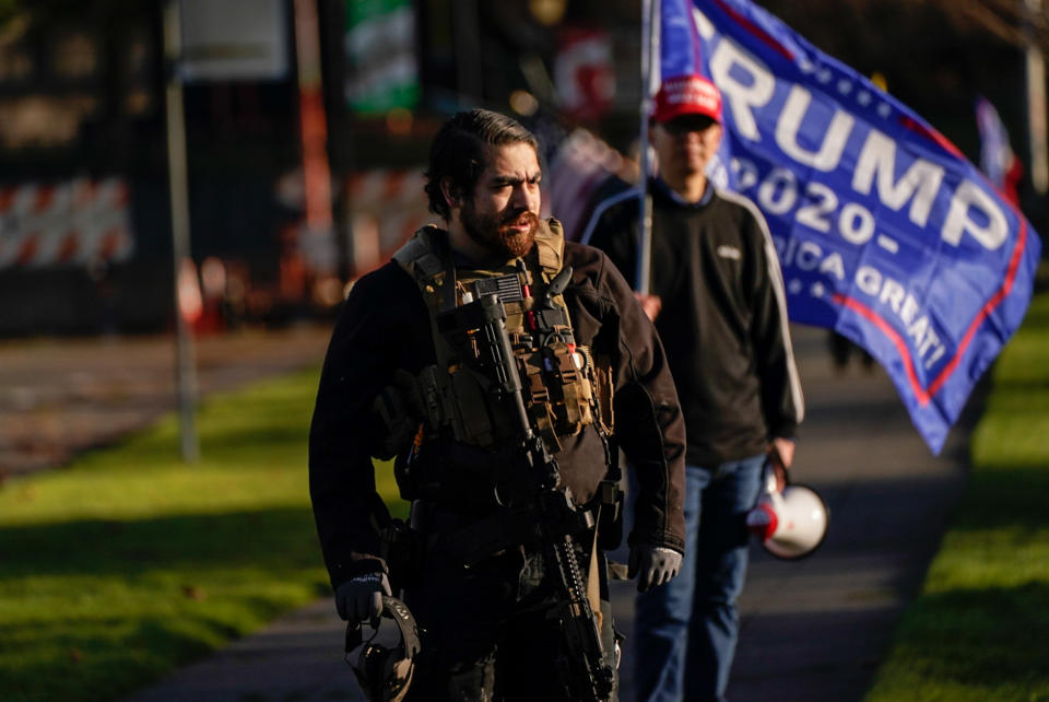 Trump supporters have descended on DC, clashing with rivals and police. Source: Getty