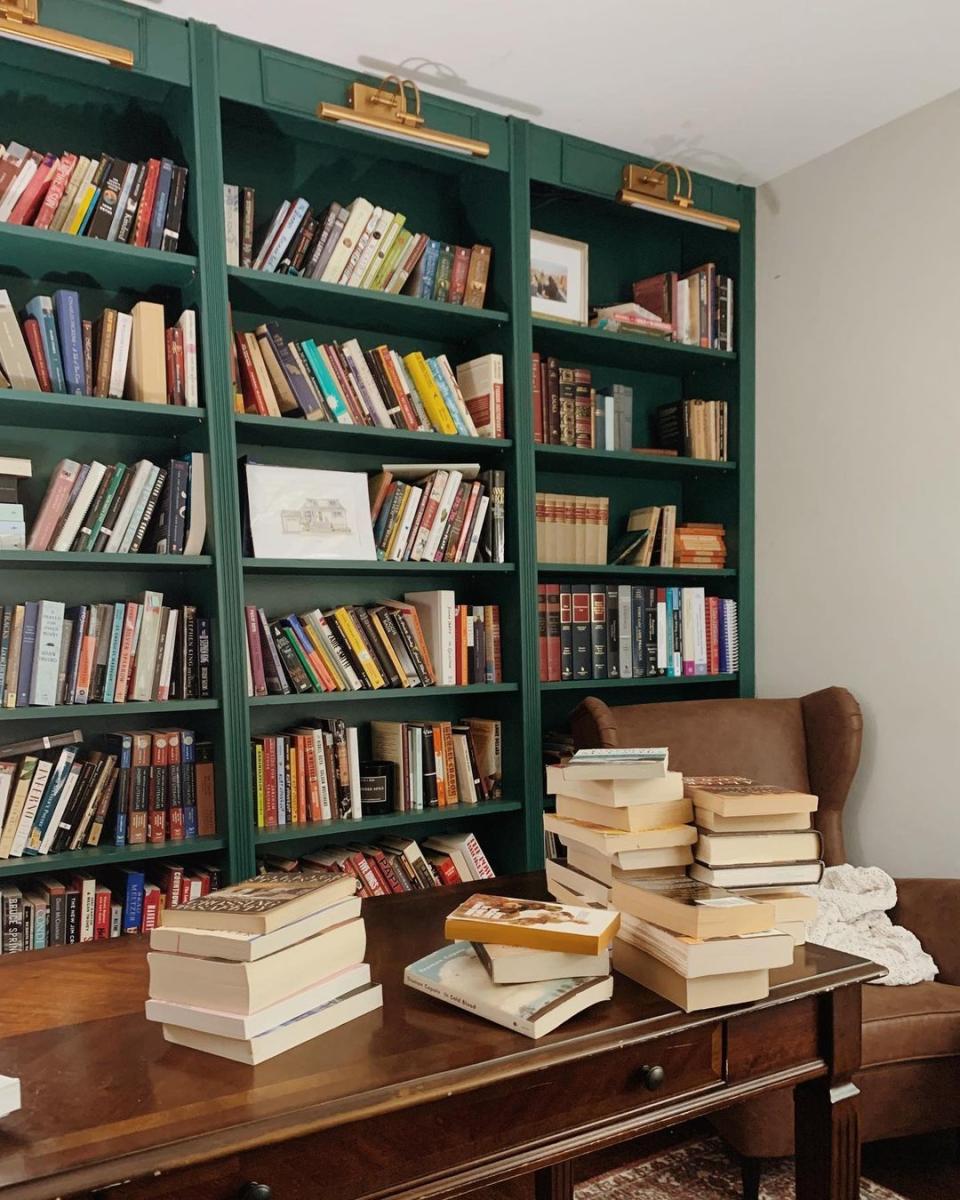 a bookshelf with books on it
