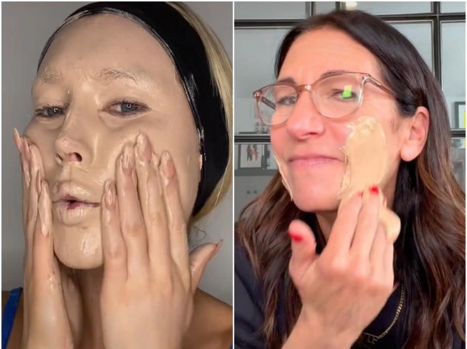 Meredith used an unconventional technique to apply the product (justbobbibrown/meredithduxbury/TikTok)