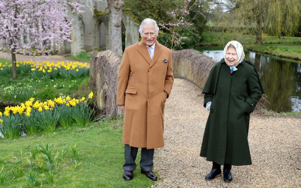 Queen Elizabeth II and Prince Charles, Prince of Wales pose for a portrait in the garden of Frogmore House, on March 23 - Chris Jackson/Getty Images