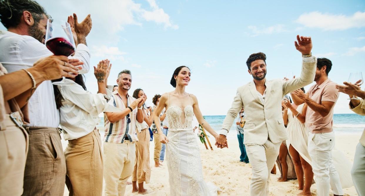 Couple getting married on beach