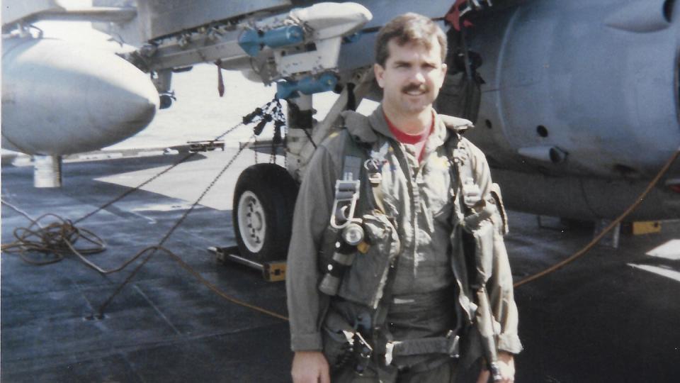 This image provided by Betty Seaman shows Navy A-6 Intruder pilot Jim Seaman. Navy Capt. Jim Seaman died of lung cancer at the age of 61. His widow Betty Seaman has been part of a large group of aviators and their surviving spouses who have lobbied Congress and the Pentagon for years to look into the number of cancers aviators and ground crew face. (Betty Seaman via AP)