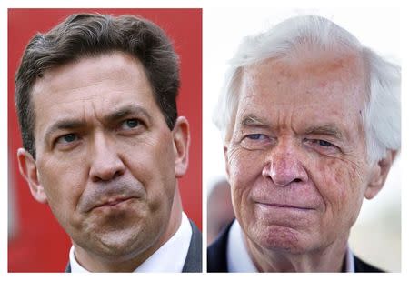 A combination photo shows Tea Party candidate Chris McDaniel (L) attending a rally in Madison, Mississippi and Republican U.S. Senator Thad Cochran campaigning in Pass Christian, Mississippi June 19, 2014.REUTERS/Jonathan Bachman/Lee Celano/files