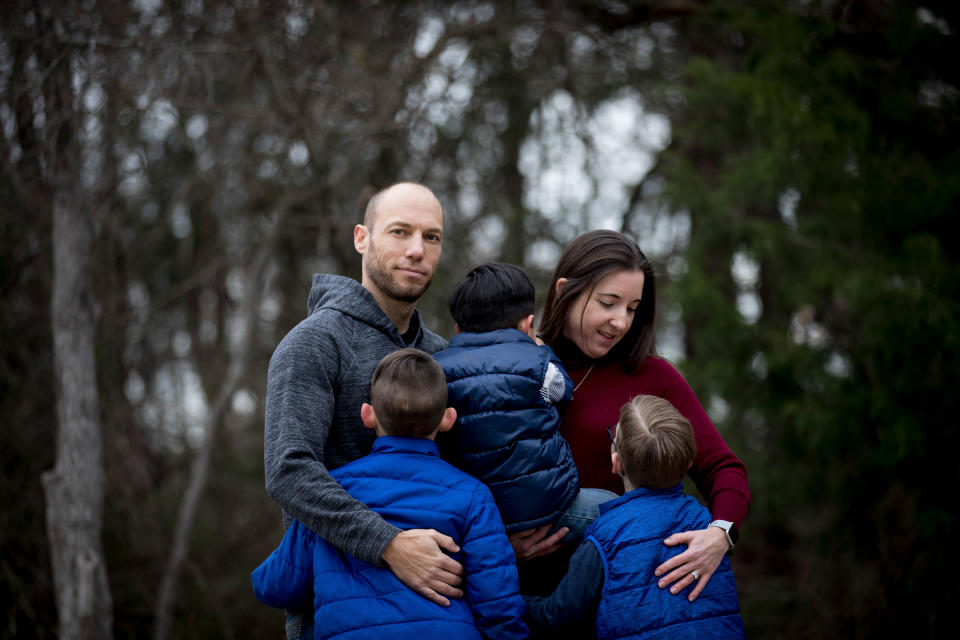 Chad and Jennifer Brackeen with their two biological children and Zachary, 3, center, a Native American boy at the center of a bitter court battle, at home near Fort Worth, Texas, on May 31, 2019.<span class="copyright">Allison V. Smith—The New York Times/Redux</span>