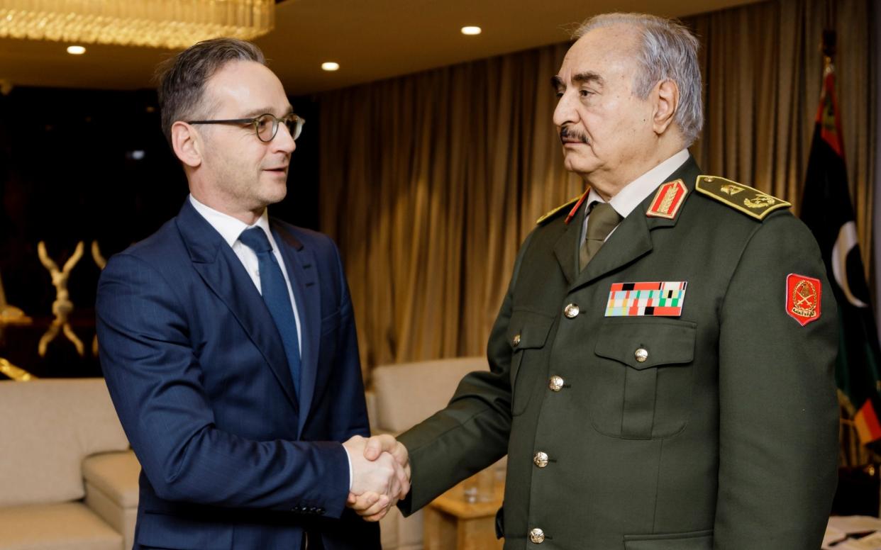 German Foreign Minister Heiko Maas met Libyan commander Khalifa Haftar in Benghazi - via REUTERS
