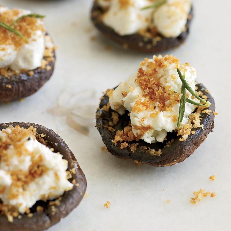 Goat Cheese-Stuffed Mushrooms with Bread Crumbs