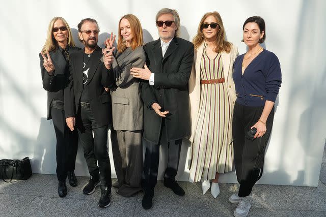 <p>Swan Gallet/WWD via Getty</p> Barbara Bach, Ringo Starr, Stella McCartney, Paul McCartney, Nancy McCartney and Mary McCartney at the Stella McCartney show on March 4, 2024.