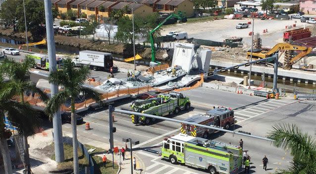 At least four people are dead after the bridge collapsed at Florida International University. Source: AAP