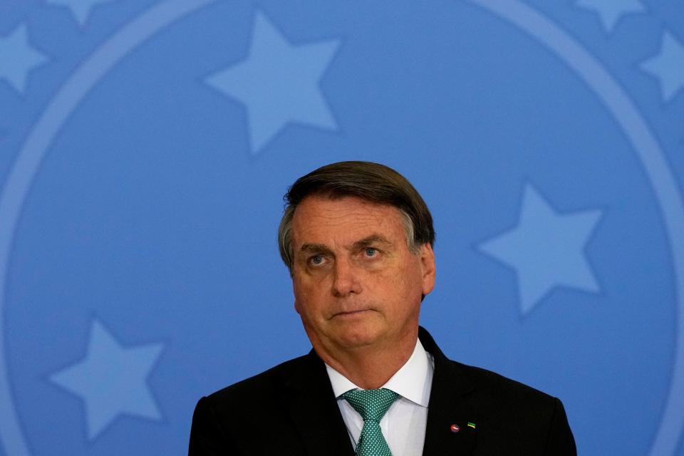 Brazil's President Jair Bolsonaro attends a ceremony on the National Day of People with Disabilities, at the Planalto presidential palace, in Brasilia, Brazil, on Sept. 27.