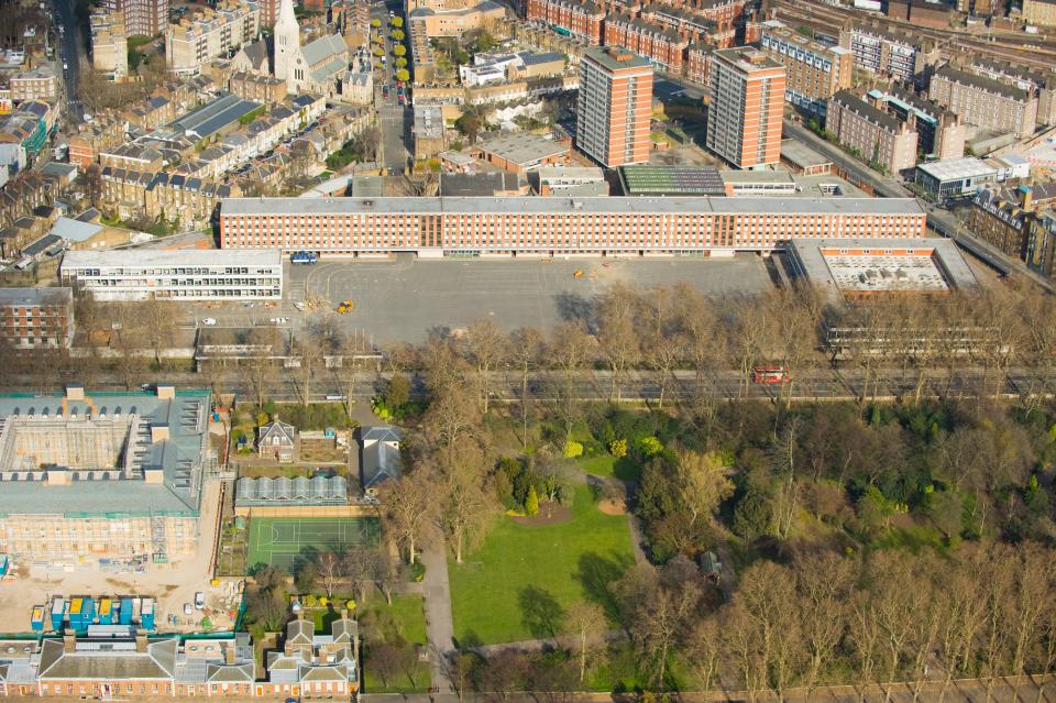 An aerial view of the Chelsea Barracks in London in 2008.