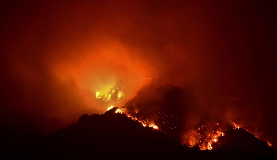 The Bobcat fire in the San Gabriel Mountains north of Monrovia.