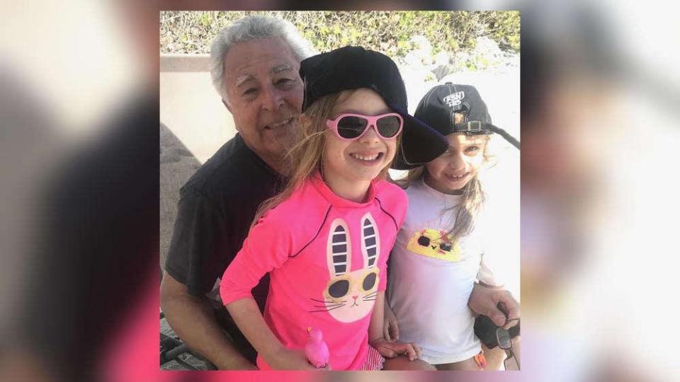 Tom Craciun with his 6-year-old twin granddaughters, Hunter (in pink) and Addi, during a visit to his South Palm Beach condo the second week of March, about a week before he fell ill with coronavirus. He died April 1.