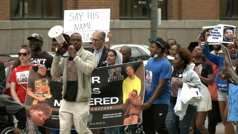 Community members led a march for justice to victims of police brutality, Friday, June 7, at the Michigan Capitol. (WLNS)