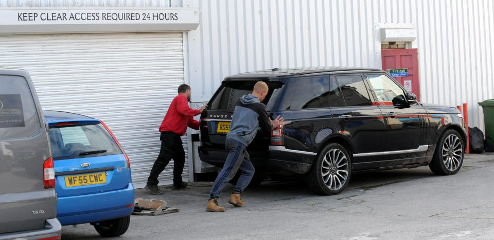 <em>In 2015, Mr Dawson’s Range Rover had to be moved after it blocked the entrance to a funeral home (Picture: SWNS)</em>