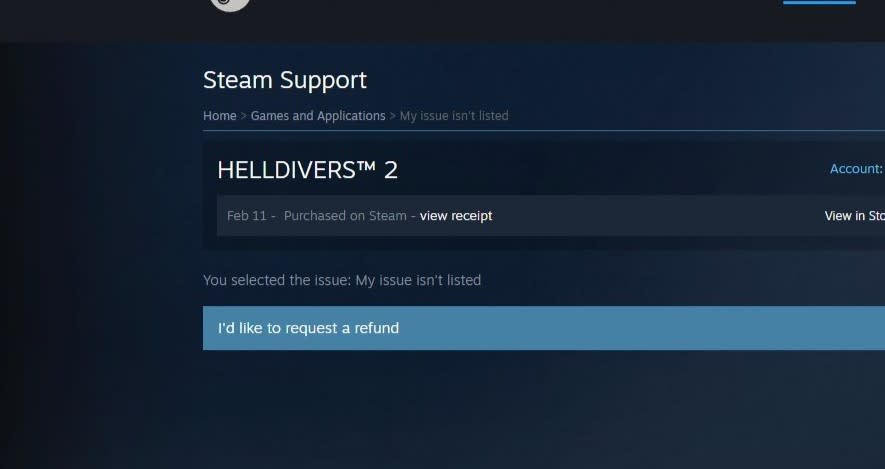 How to refund a game on Steam