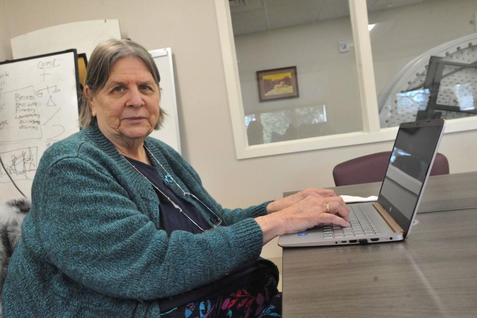 Grace Buscher of GMB Systems in Squantum presents a digital workshop for seniors at the Milton Council On Aging, Friday, Feb. 16, 2024.