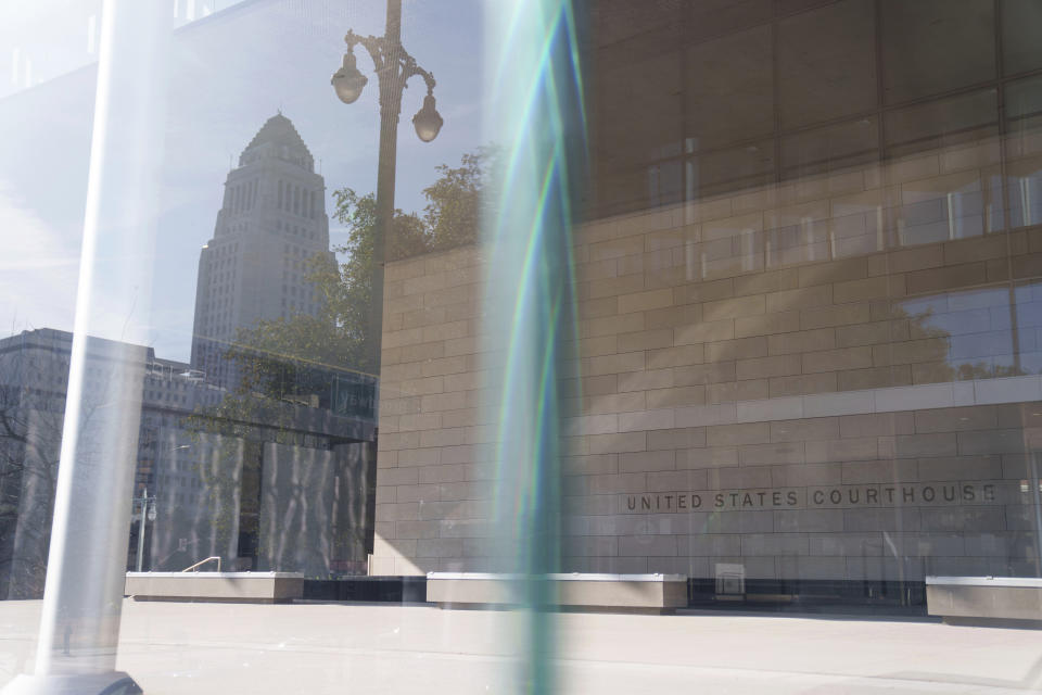 The exterior of the federal courthouse is seen Wednesday, March 27, 2024, in Los Angeles. Attorneys for Hunter Biden are expected in court Wednesday in Los Angeles, where he is accused in what prosecutors call a four-year scheme to avoid paying $1.4 million in taxes while living an extravagant lifestyle. President Joe Biden's son has pleaded not guilty to the nine felony and misdemeanor tax offenses. (AP Photo/Eric Thayer)