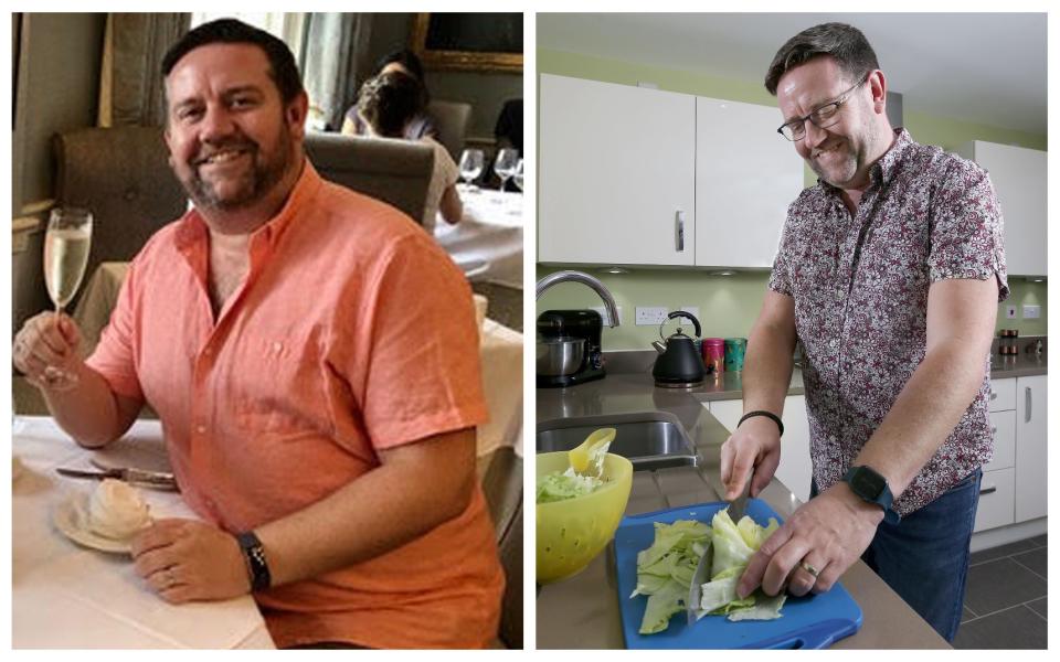  Following the Noom plan has helped Brian change his eating habits and now gets into a pair of 32in-waist 