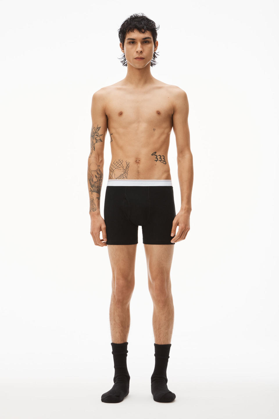 Black boxer brief in ribbed jersey (Photo via Alexander Wang)